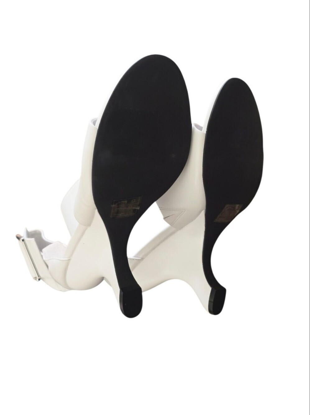 Jeffrey Campbell White Metamorph  Ankle Strap Heels Silver Buckle Size 9.5 - Picture 7 of 8